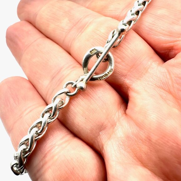 Michael Dawkins Sterling Silver Pearl Toggle Clasp Necklace 34 Inch 77 Grams - Picture 3 of 4